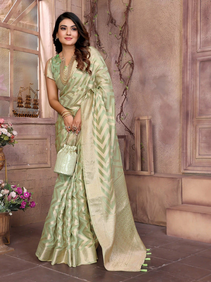 Stylish Organza Saree | Wevon Jari Designer Saree for Weddings & Celebrations
