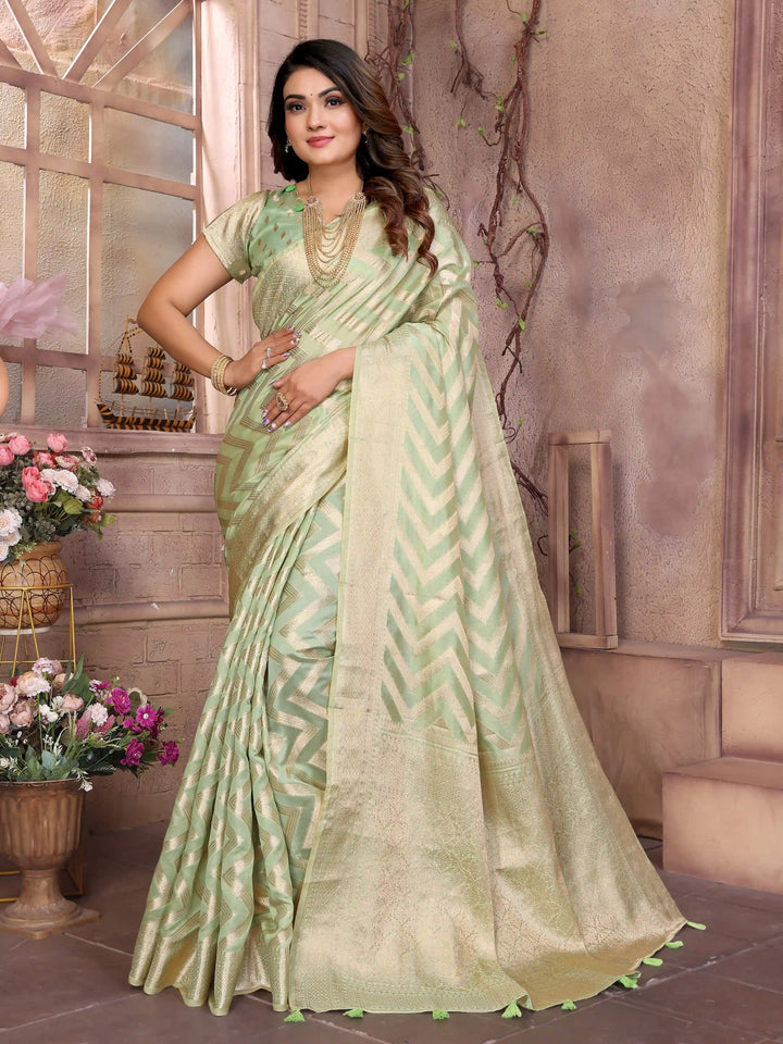 Stylish Organza Saree | Wevon Jari Designer Saree for Weddings & Celebrations