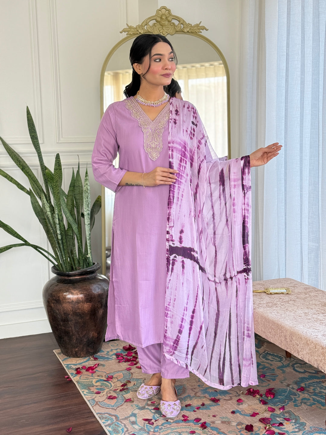 Traditional Ethnic Suit | Beautiful Embroidery on Viscose Slub Fabric