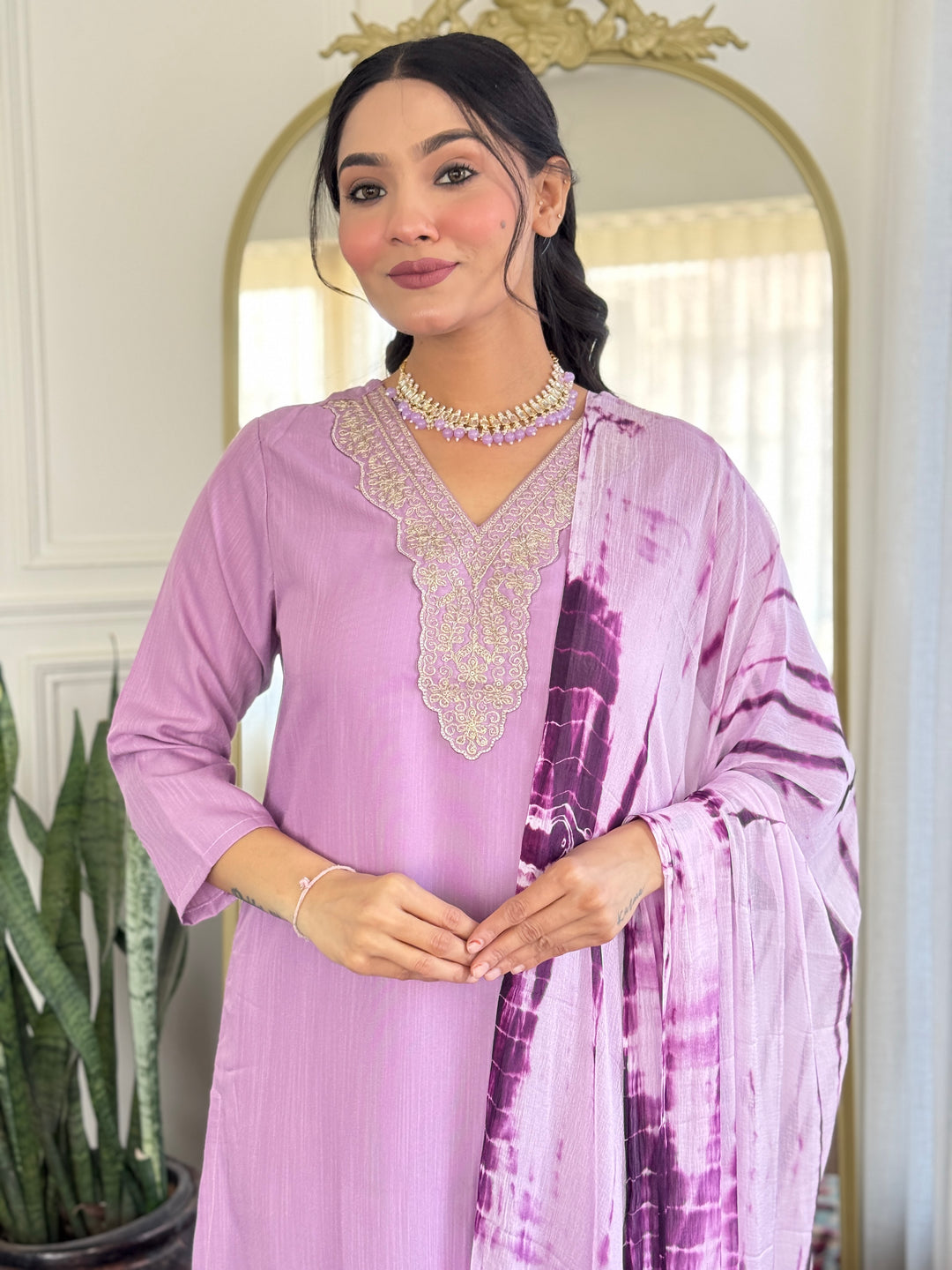 Traditional Ethnic Suit | Beautiful Embroidery on Viscose Slub Fabric