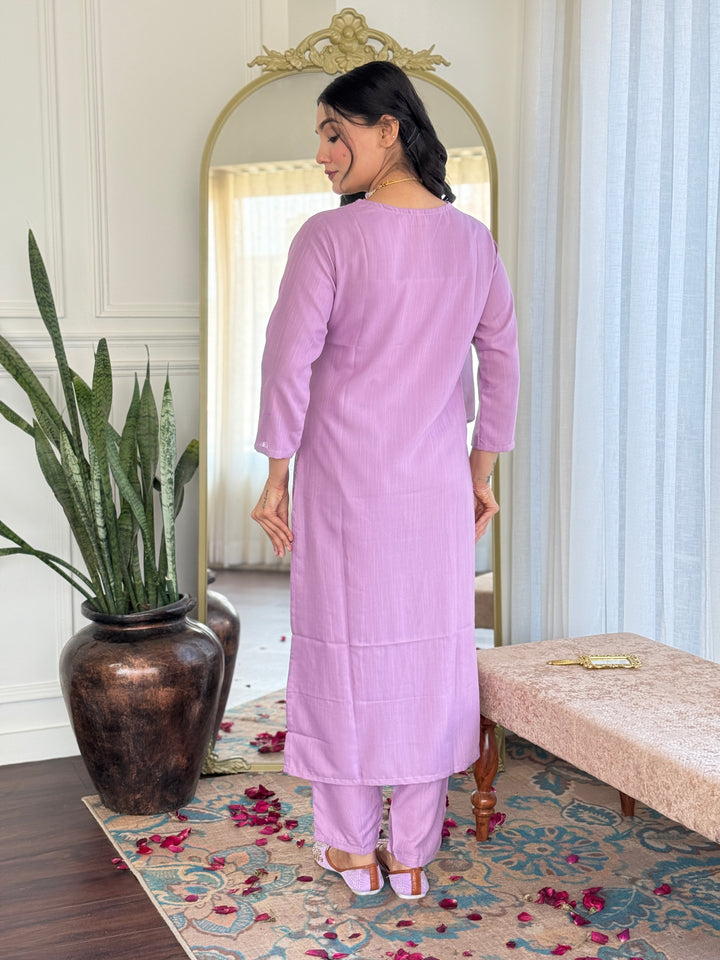 Traditional Ethnic Suit | Beautiful Embroidery on Viscose Slub Fabric