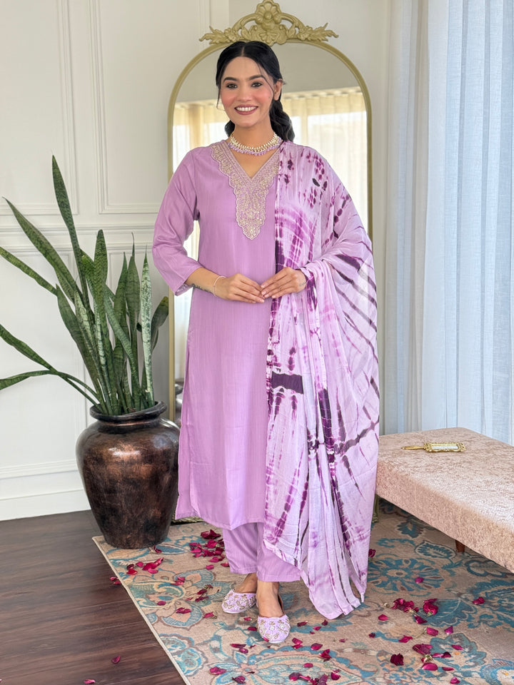 Traditional Ethnic Suit | Beautiful Embroidery on Viscose Slub Fabric
