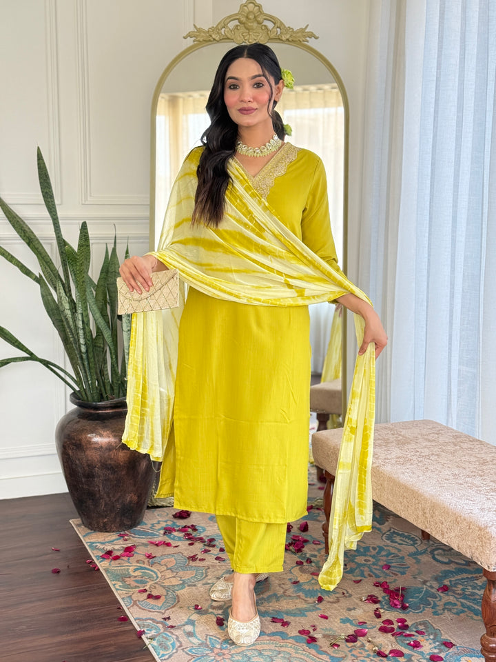 Traditional Ethnic Suit | Beautiful Embroidery on Viscose Slub Fabric