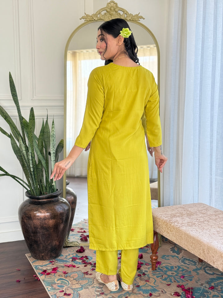 Traditional Ethnic Suit | Beautiful Embroidery on Viscose Slub Fabric