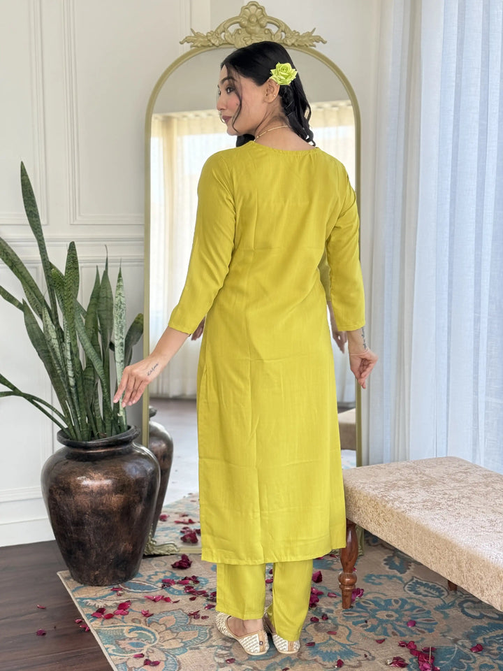Traditional Ethnic Suit | Beautiful Embroidery on Viscose Slub Fabric