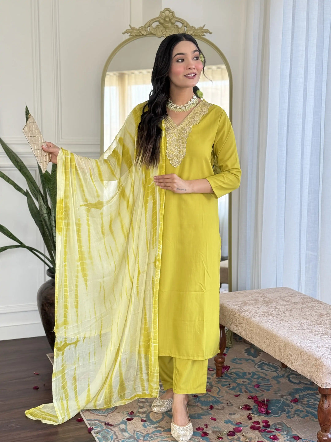 Traditional Ethnic Suit | Beautiful Embroidery on Viscose Slub Fabric