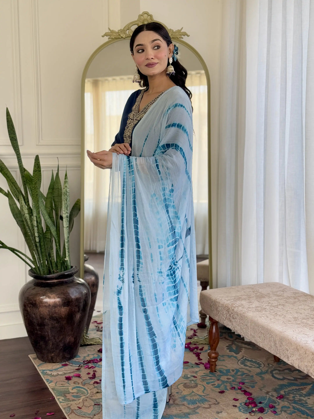 Traditional Ethnic Suit | Beautiful Embroidery on Viscose Slub Fabric