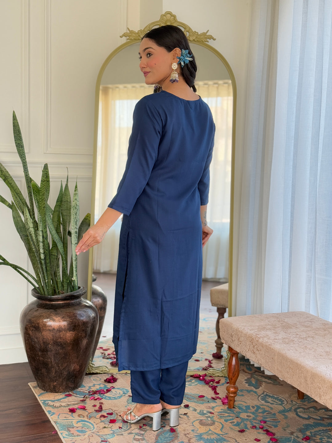 Traditional Ethnic Suit | Beautiful Embroidery on Viscose Slub Fabric