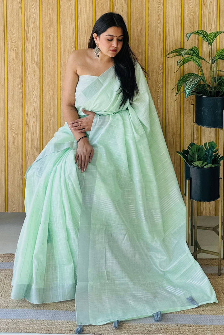 Elegant Linen Saree | Traditional Wevon Designer Saree for Special Events