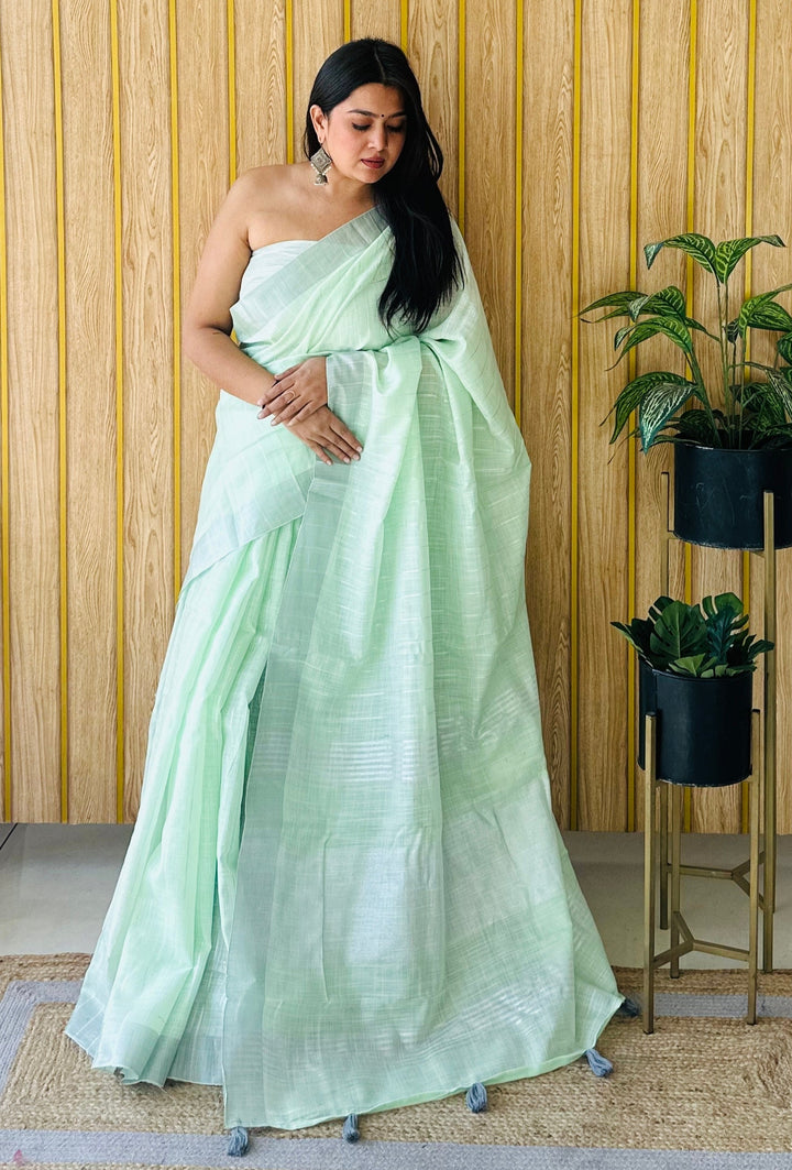 Elegant Linen Saree | Traditional Wevon Designer Saree for Special Events