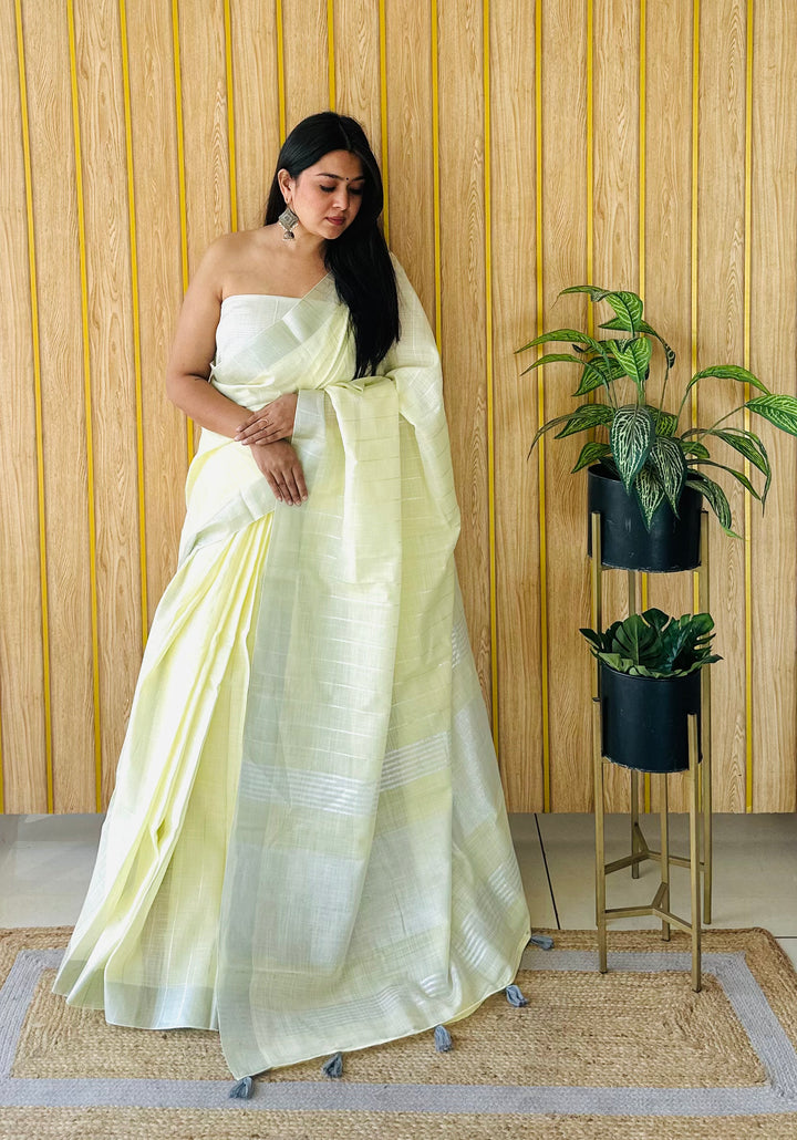 Elegant Linen Saree | Traditional Wevon Designer Saree for Special Events
