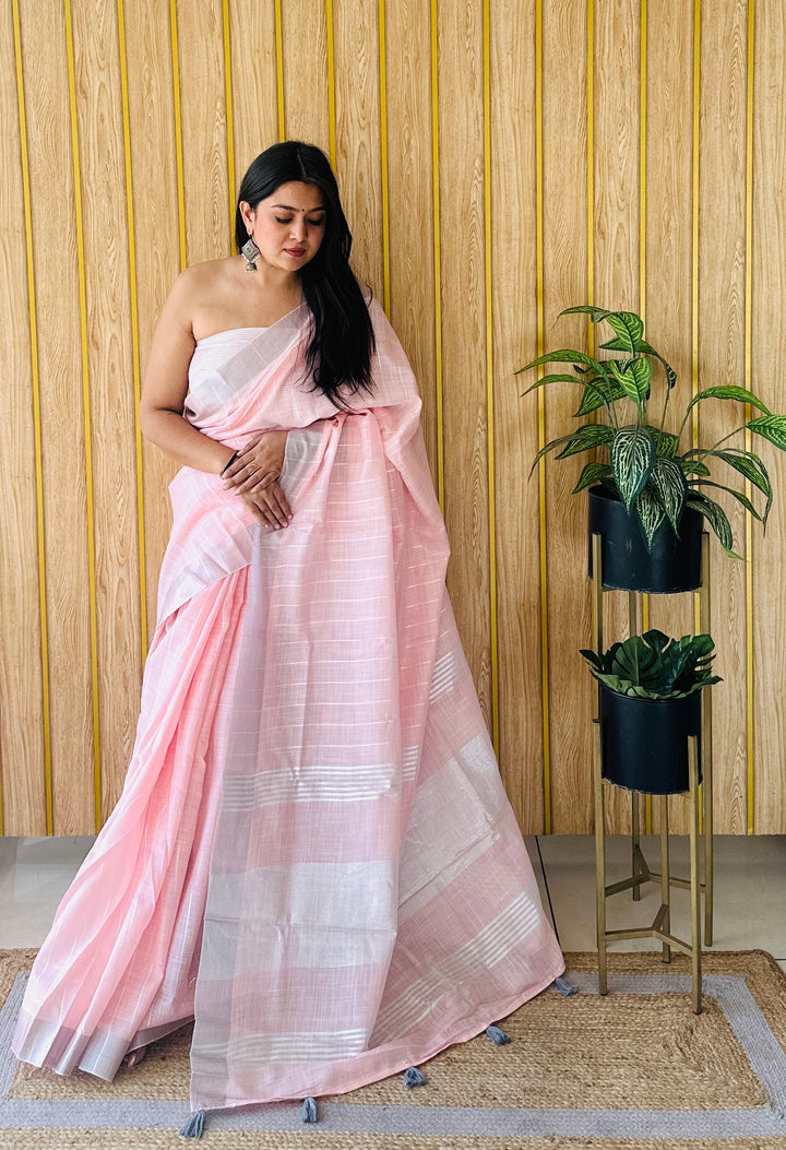 Elegant Linen Saree | Traditional Wevon Designer Saree for Special Events