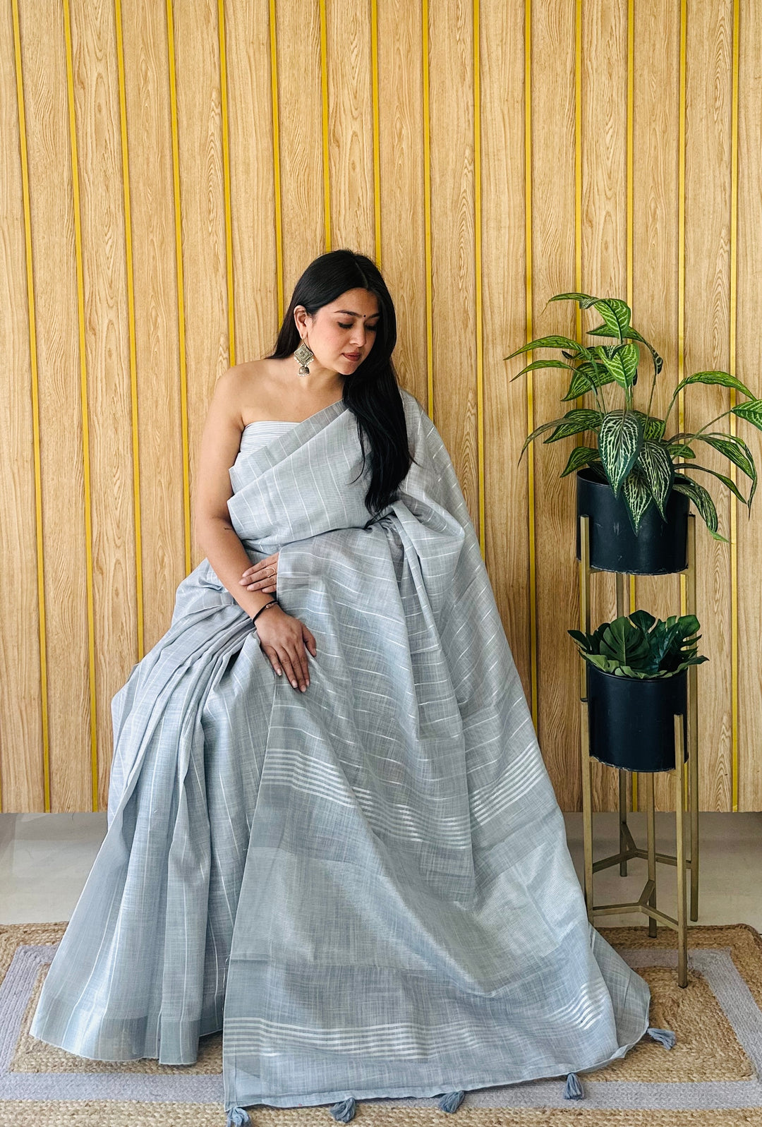 Elegant Linen Saree | Traditional Wevon Designer Saree for Special Events