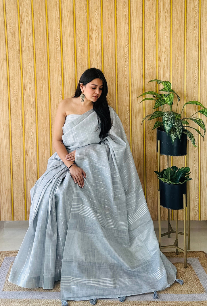 Elegant Linen Saree | Traditional Wevon Designer Saree for Special Events