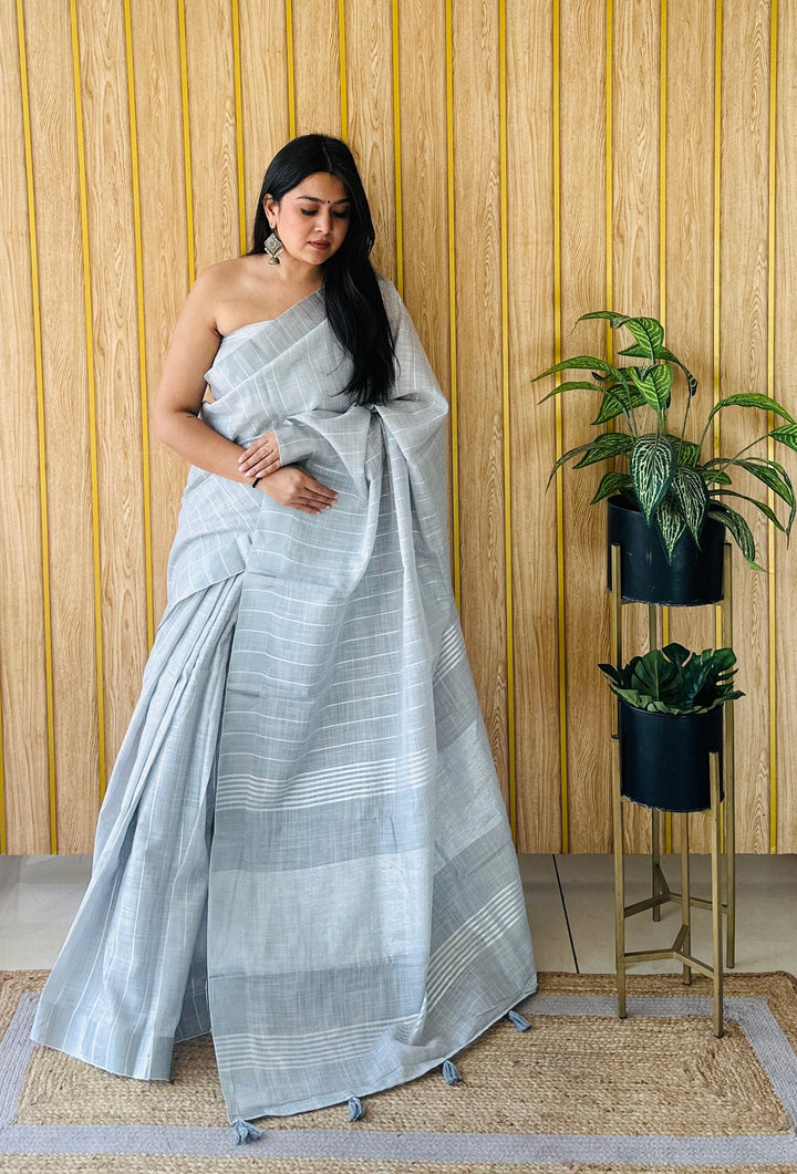 Elegant Linen Saree | Traditional Wevon Designer Saree for Special Events