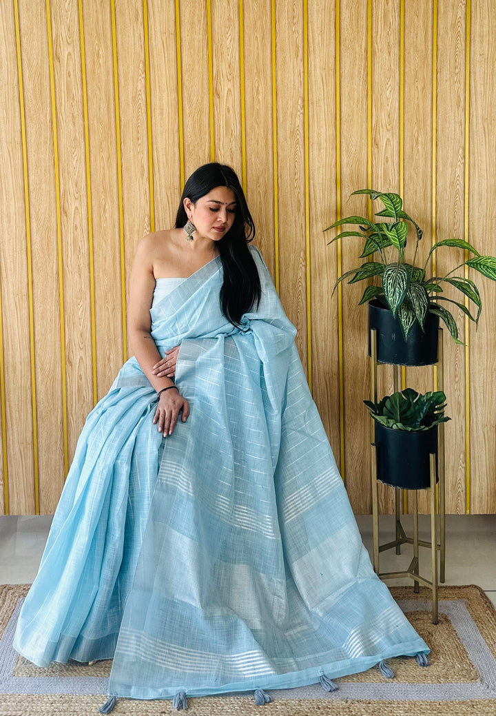 Elegant Linen Saree | Traditional Wevon Designer Saree for Special Events