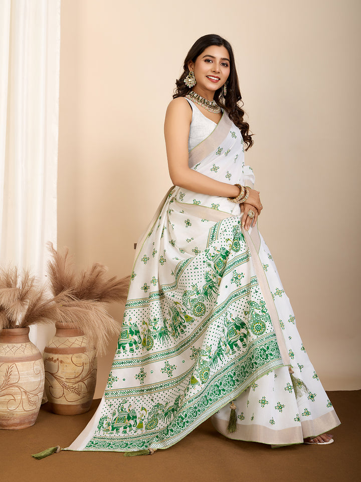 Elegant Cotton Saree | Designer Handwork Blouse for Festive Wear