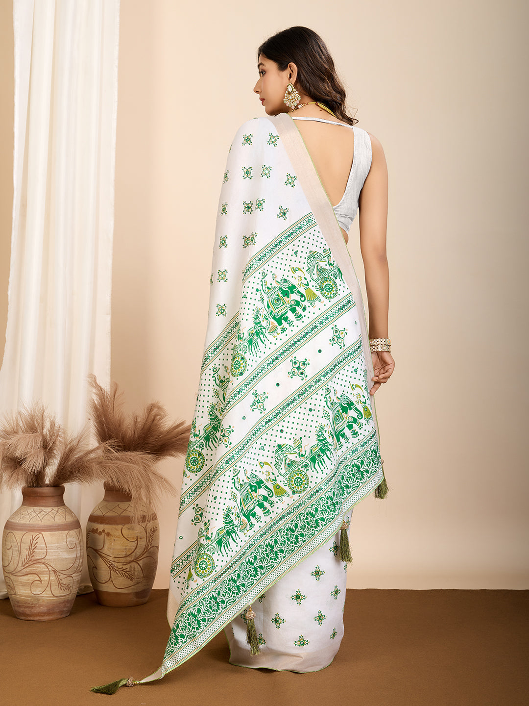 Elegant Cotton Saree | Designer Handwork Blouse for Festive Wear