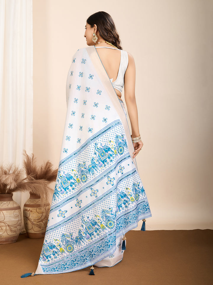 Elegant Cotton Saree | Designer Handwork Blouse for Festive Wear