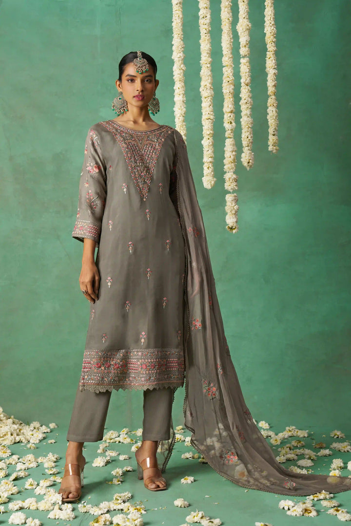 Designer Salwar Suit | Organza & Rayon with Multi-Thread Embroidery Festive Wear