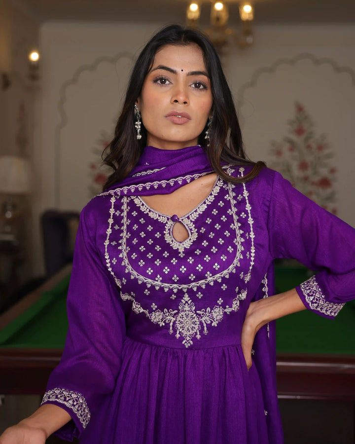 Designer Purple Salwar Suit | Soft Silk with Dupatta