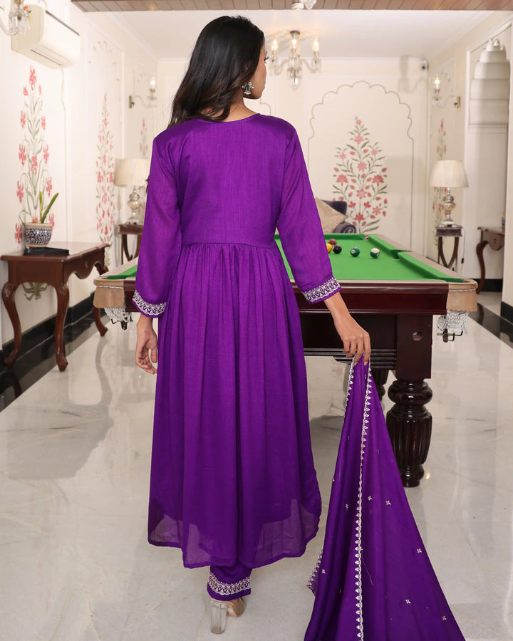 Designer Purple Salwar Suit | Soft Silk with Dupatta