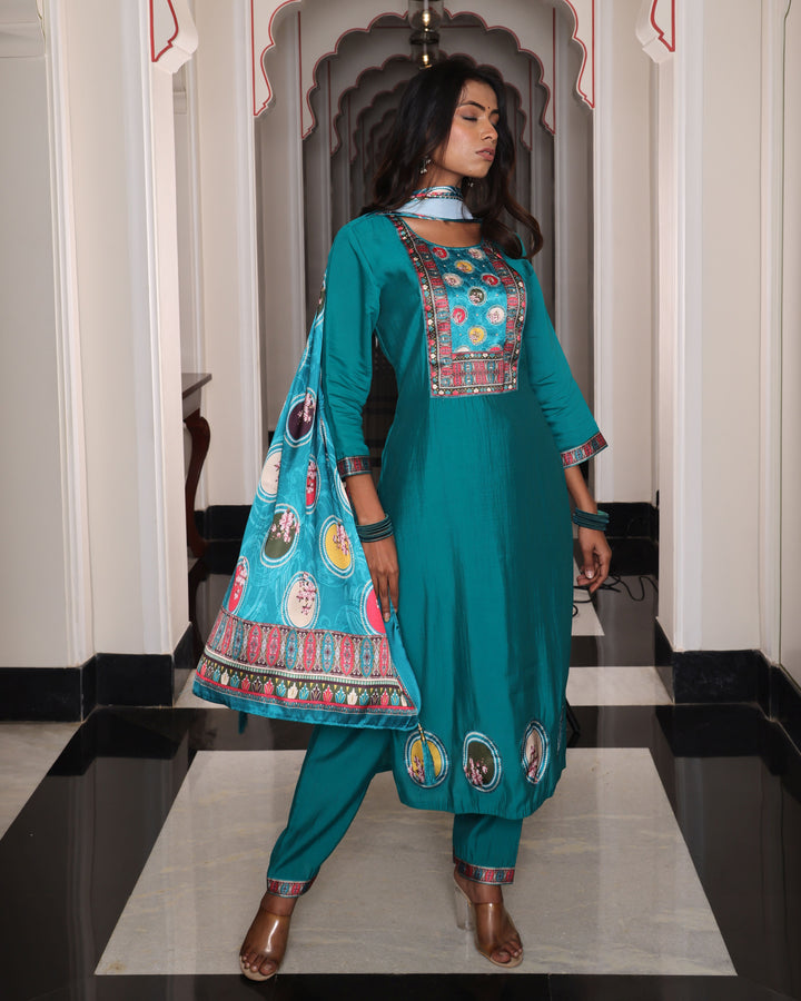 Rama Exquisite Embroidered Shimmer Suit | Premium Fabric for Special Events