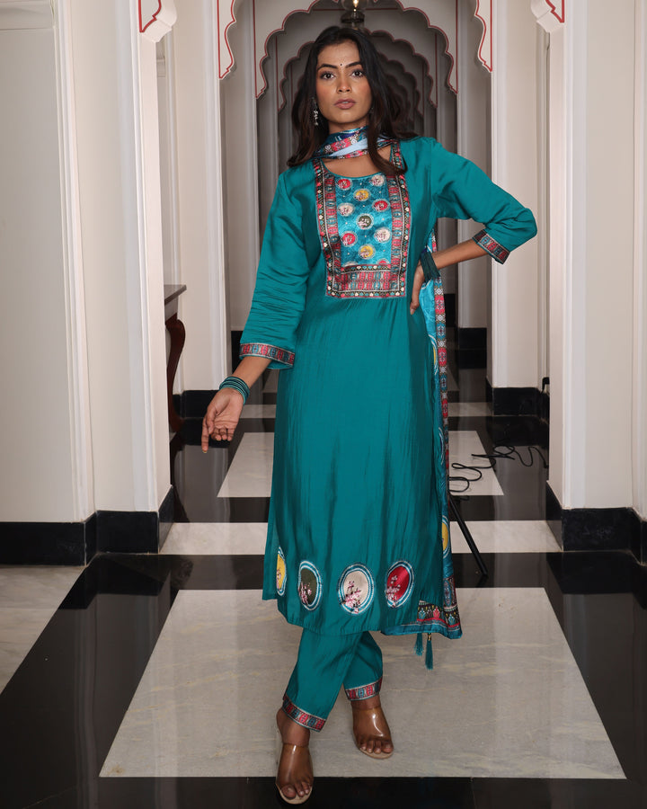 Rama Exquisite Embroidered Shimmer Suit | Premium Fabric for Special Events