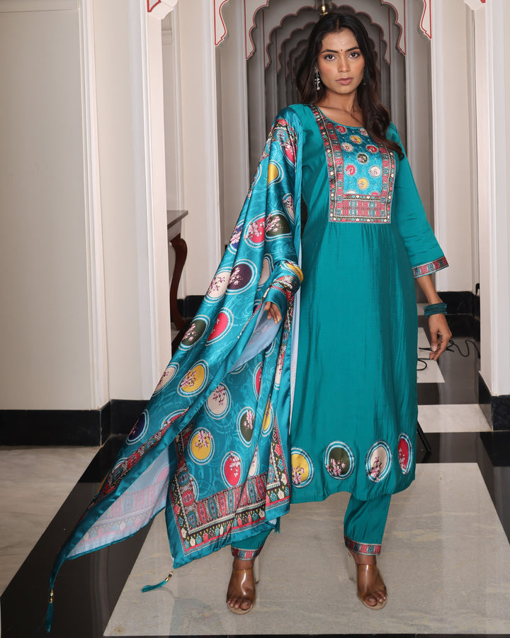 Rama Exquisite Embroidered Shimmer Suit | Premium Fabric for Special Events