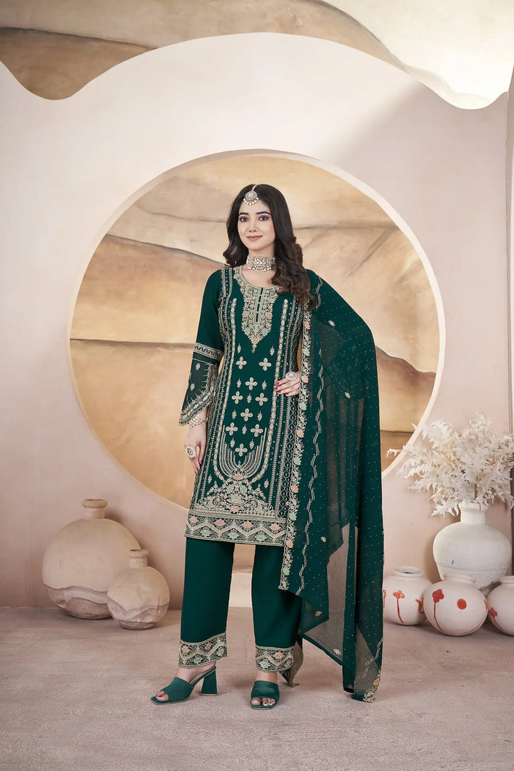 Elegant Georgette Salwar Kameez | Designer Embroidery & Swarovski Work