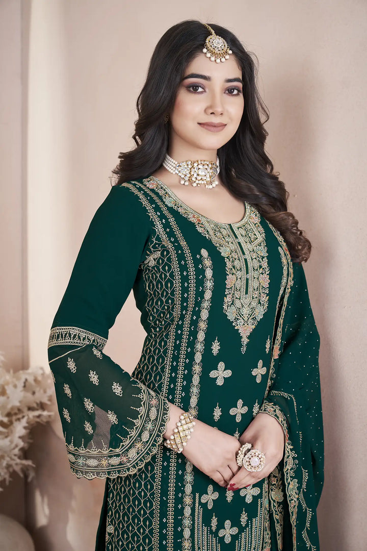 Elegant Georgette Salwar Kameez | Designer Embroidery & Swarovski Work