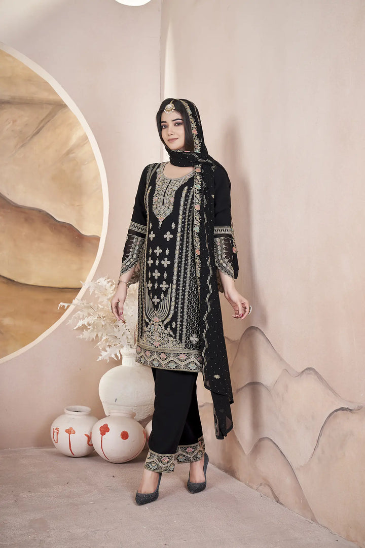 Elegant Georgette Salwar Kameez | Designer Embroidery & Swarovski Work