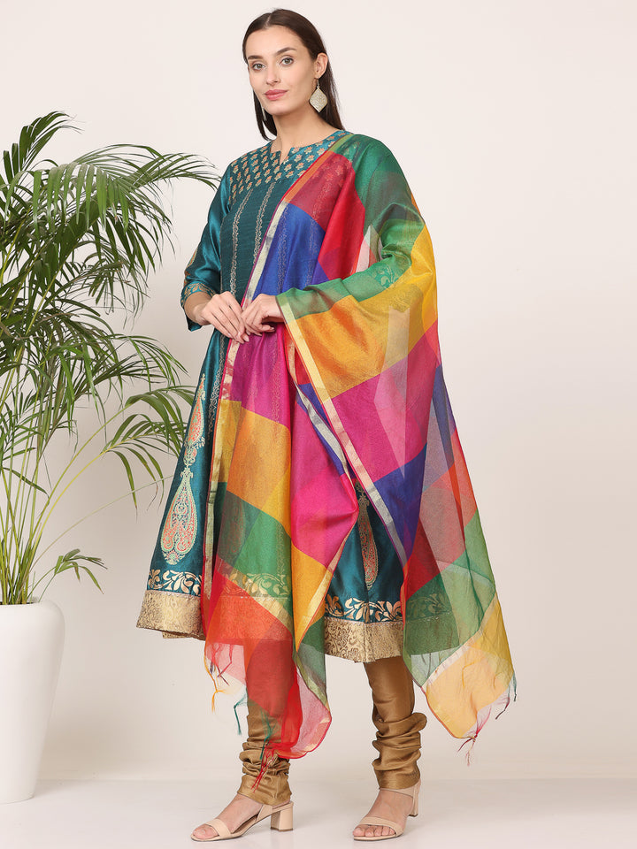 Gorgeous Orange Salwar Suit | Silk top bottom with Chanderi   dupatta