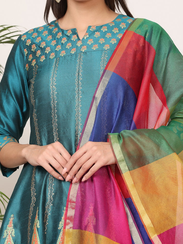 Gorgeous Orange Salwar Suit | Silk top bottom with Chanderi   dupatta