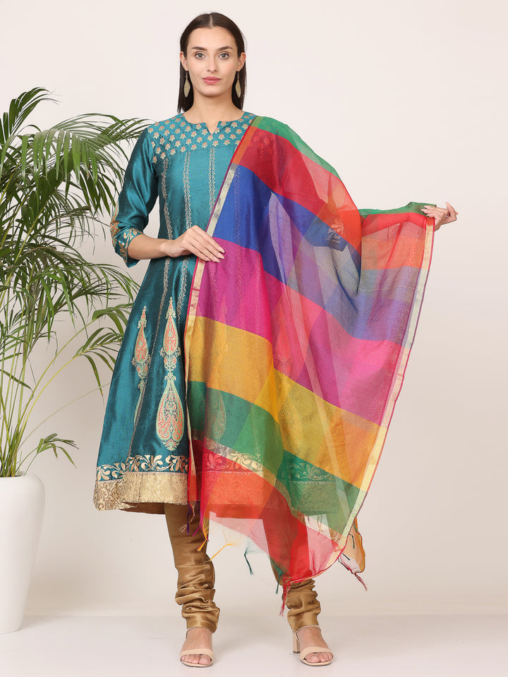 Gorgeous Orange Salwar Suit | Silk top bottom with Chanderi   dupatta