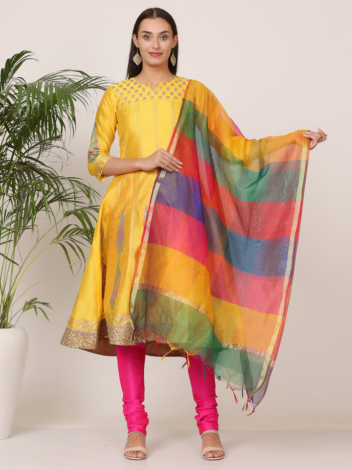 Gorgeous Orange Salwar Suit | Silk top bottom with Chanderi   dupatta