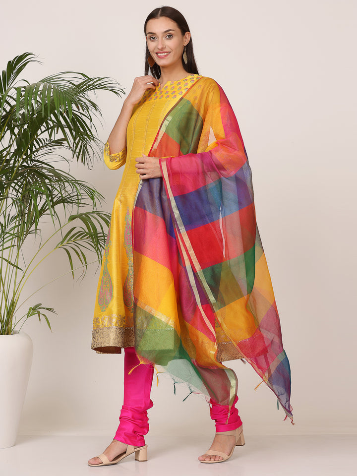 Gorgeous Orange Salwar Suit | Silk top bottom with Chanderi   dupatta