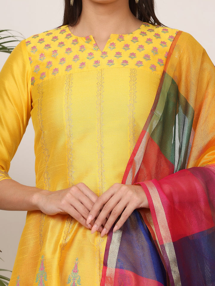 Gorgeous Orange Salwar Suit | Silk top bottom with Chanderi   dupatta
