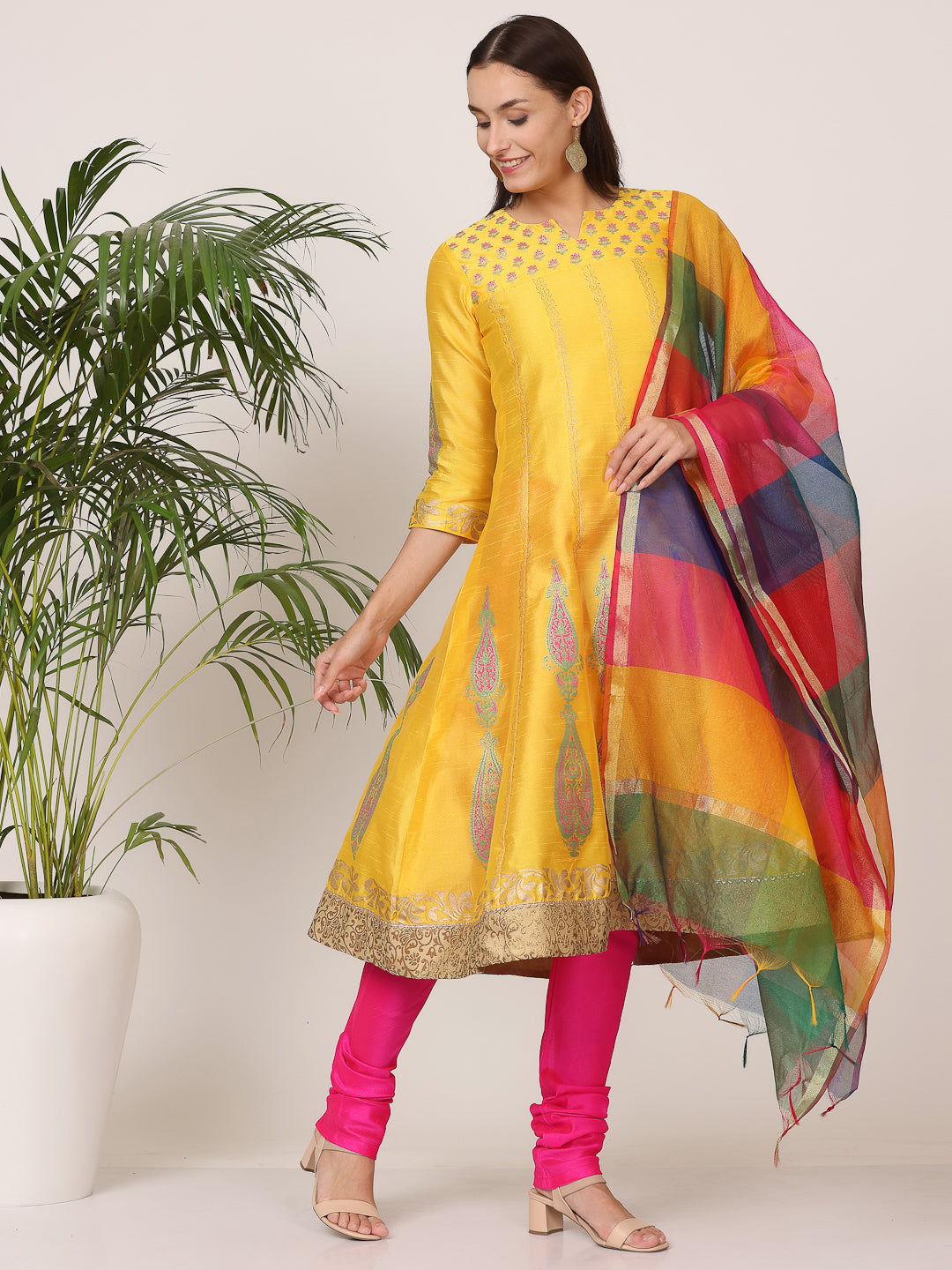 Gorgeous Orange Salwar Suit | Silk top bottom with Chanderi   dupatta