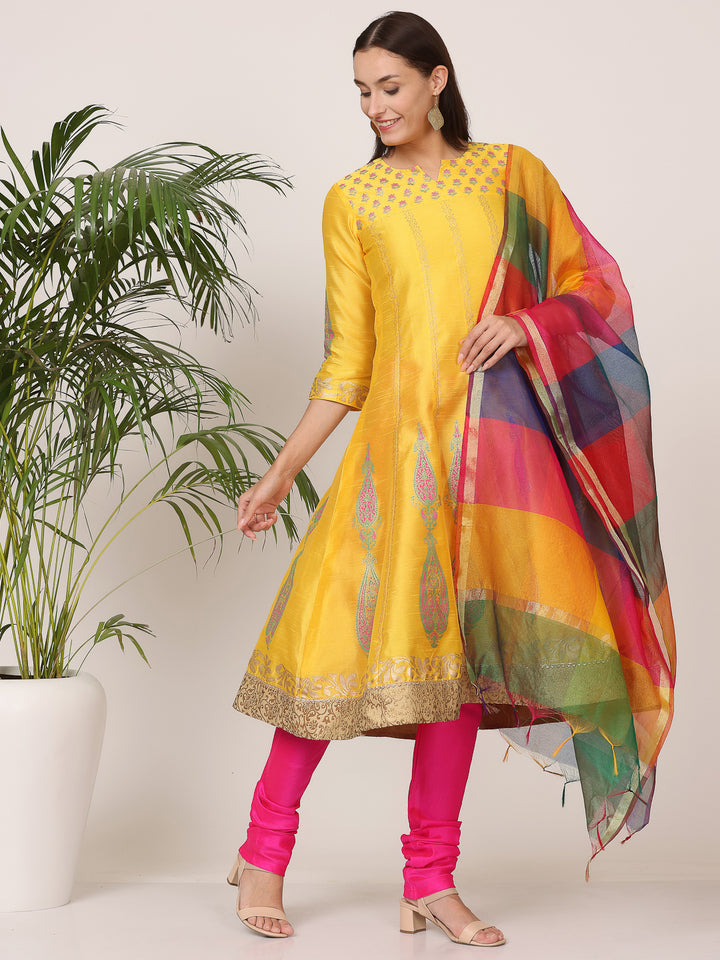 Gorgeous Orange Salwar Suit | Silk top bottom with Chanderi   dupatta