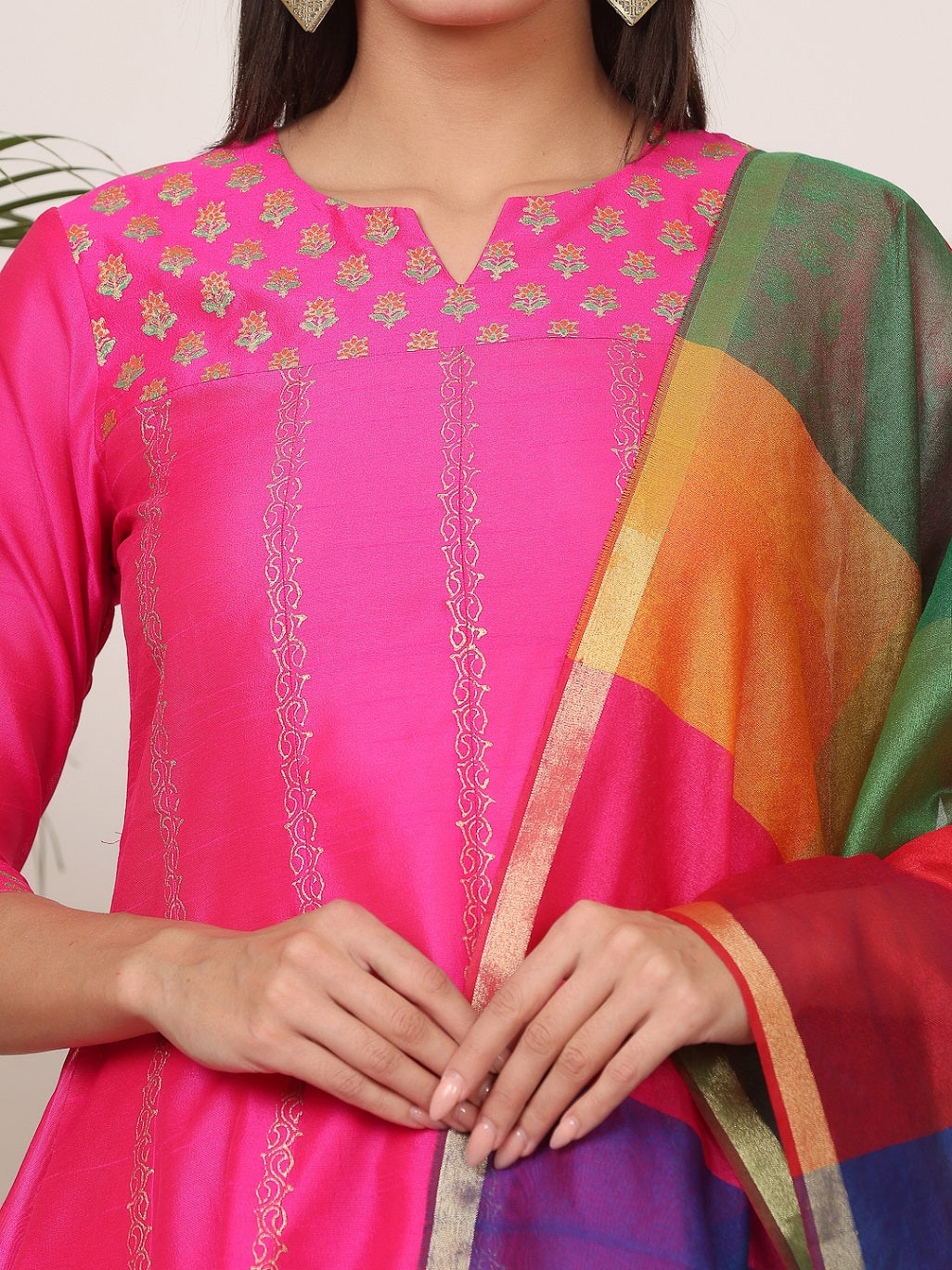 Gorgeous Orange Salwar Suit | Silk top bottom with Chanderi   dupatta