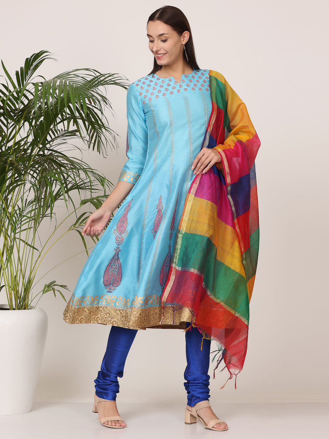 Gorgeous Orange Salwar Suit | Silk top bottom with Chanderi   dupatta