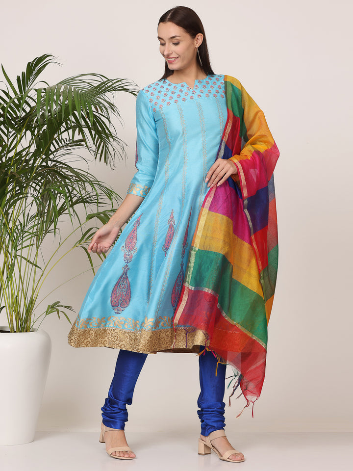Gorgeous Orange Salwar Suit | Silk top bottom with Chanderi   dupatta