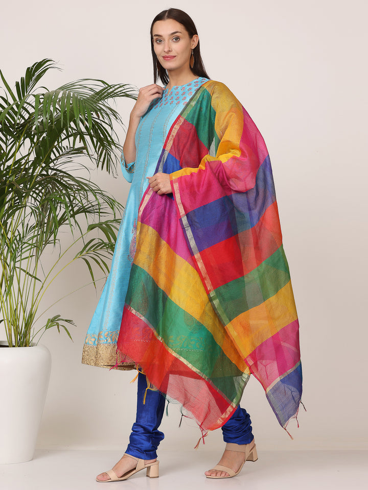 Gorgeous Orange Salwar Suit | Silk top bottom with Chanderi   dupatta