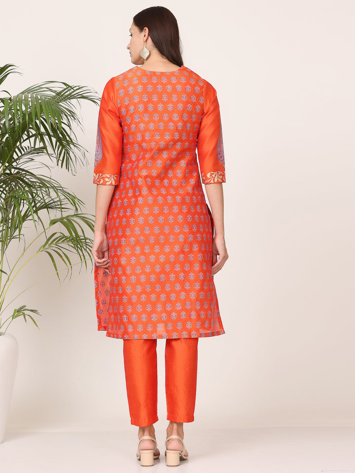Stunning Orange Salwar Suit | Silk top bottom with Chanderi   dupatta