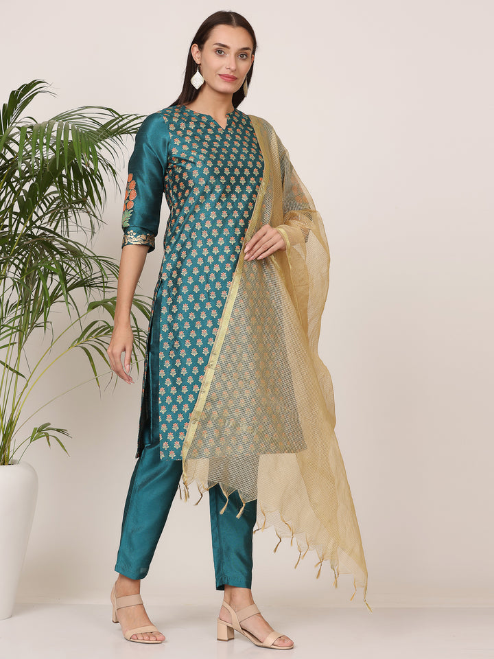 Stunning Orange Salwar Suit | Silk top bottom with Chanderi   dupatta