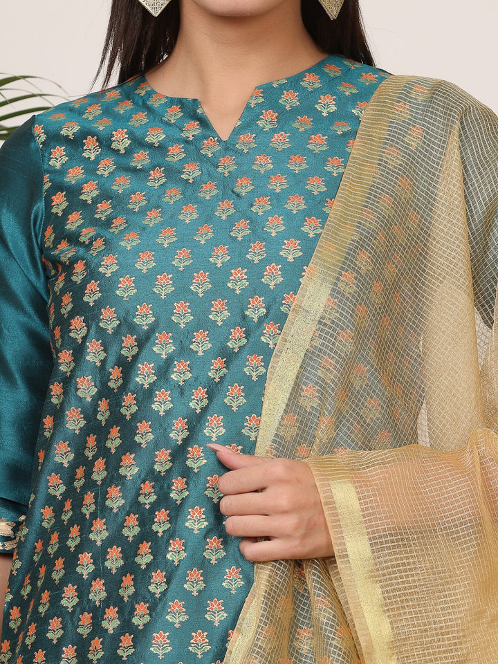 Stunning Orange Salwar Suit | Silk top bottom with Chanderi   dupatta