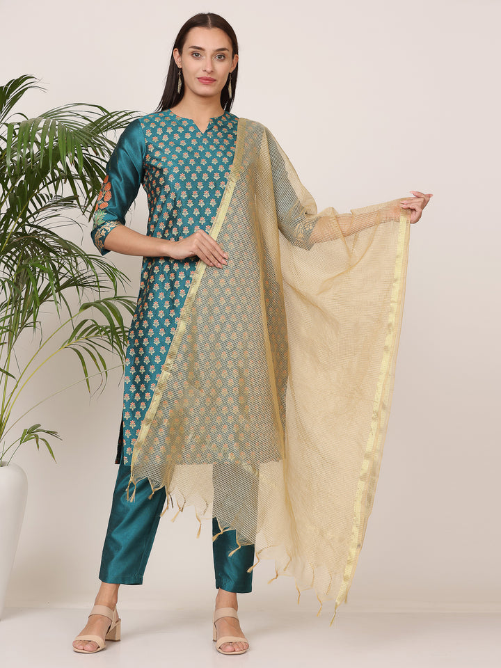 Stunning Orange Salwar Suit | Silk top bottom with Chanderi   dupatta
