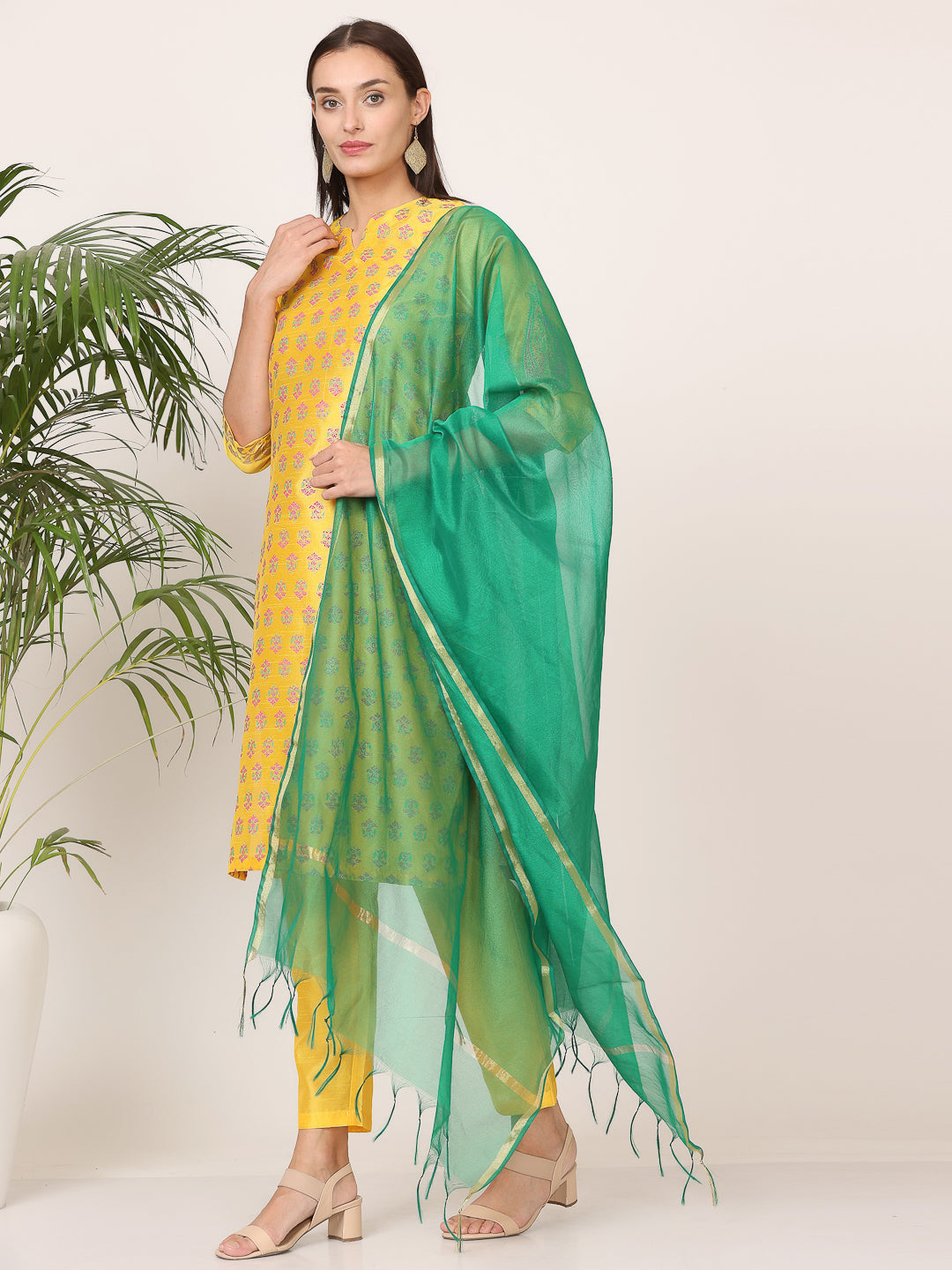 Stunning Orange Salwar Suit | Silk top bottom with Chanderi   dupatta