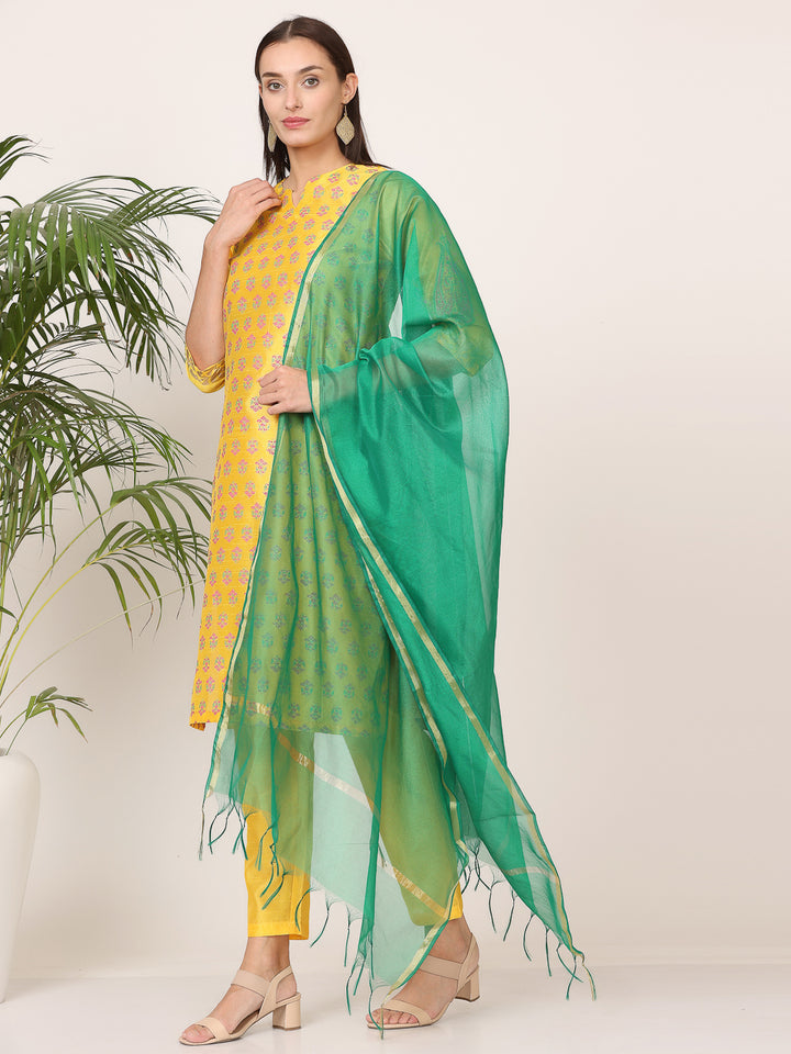 Stunning Orange Salwar Suit | Silk top bottom with Chanderi   dupatta